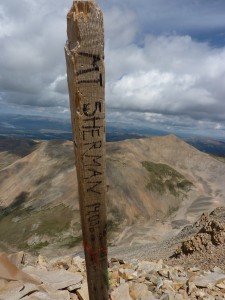 Mt. Sherman Summit Sign July 30 2012